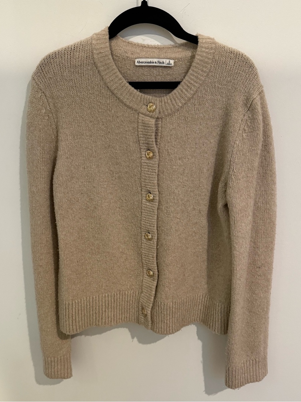 Abercrombie & Fitch Women's Button-Front Crewneck Cardigan - Beige